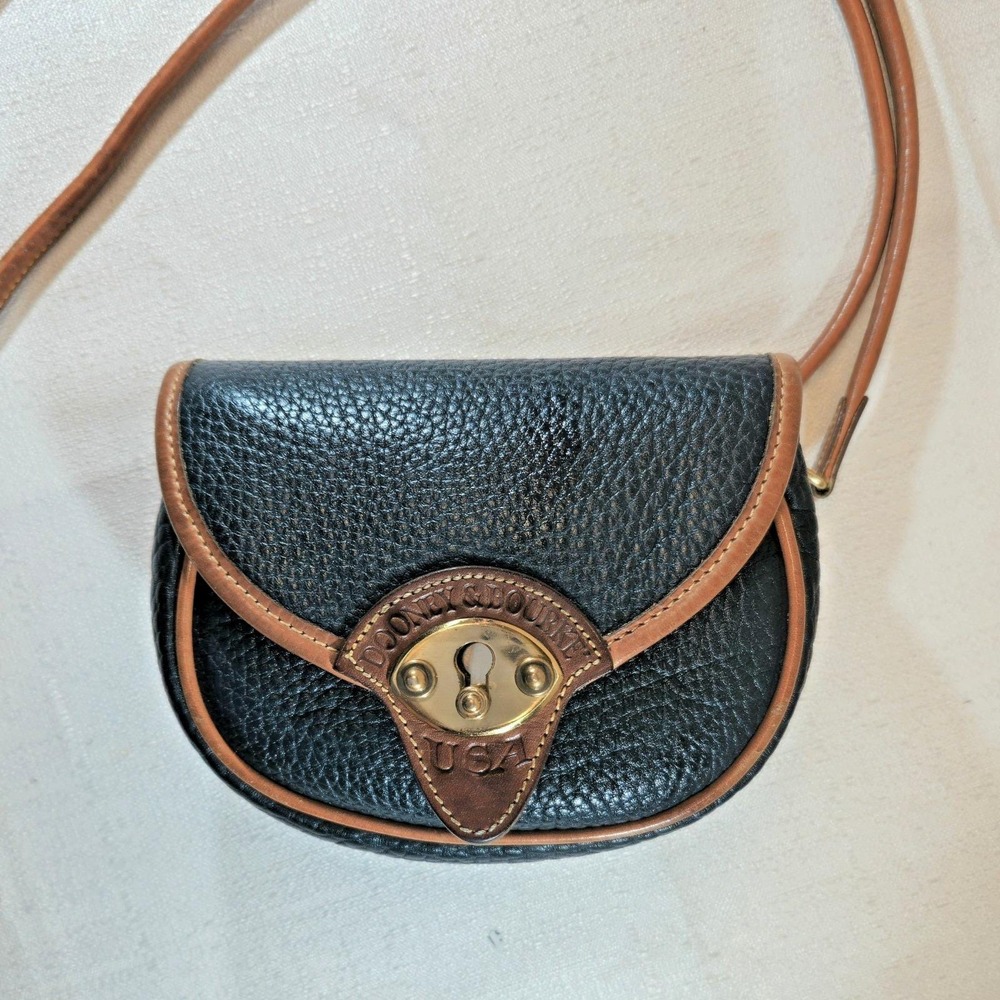 Dooney and Bourke Calvary Saddle Belt/Bag, R74, Classic Black & Tan Pebble Grain